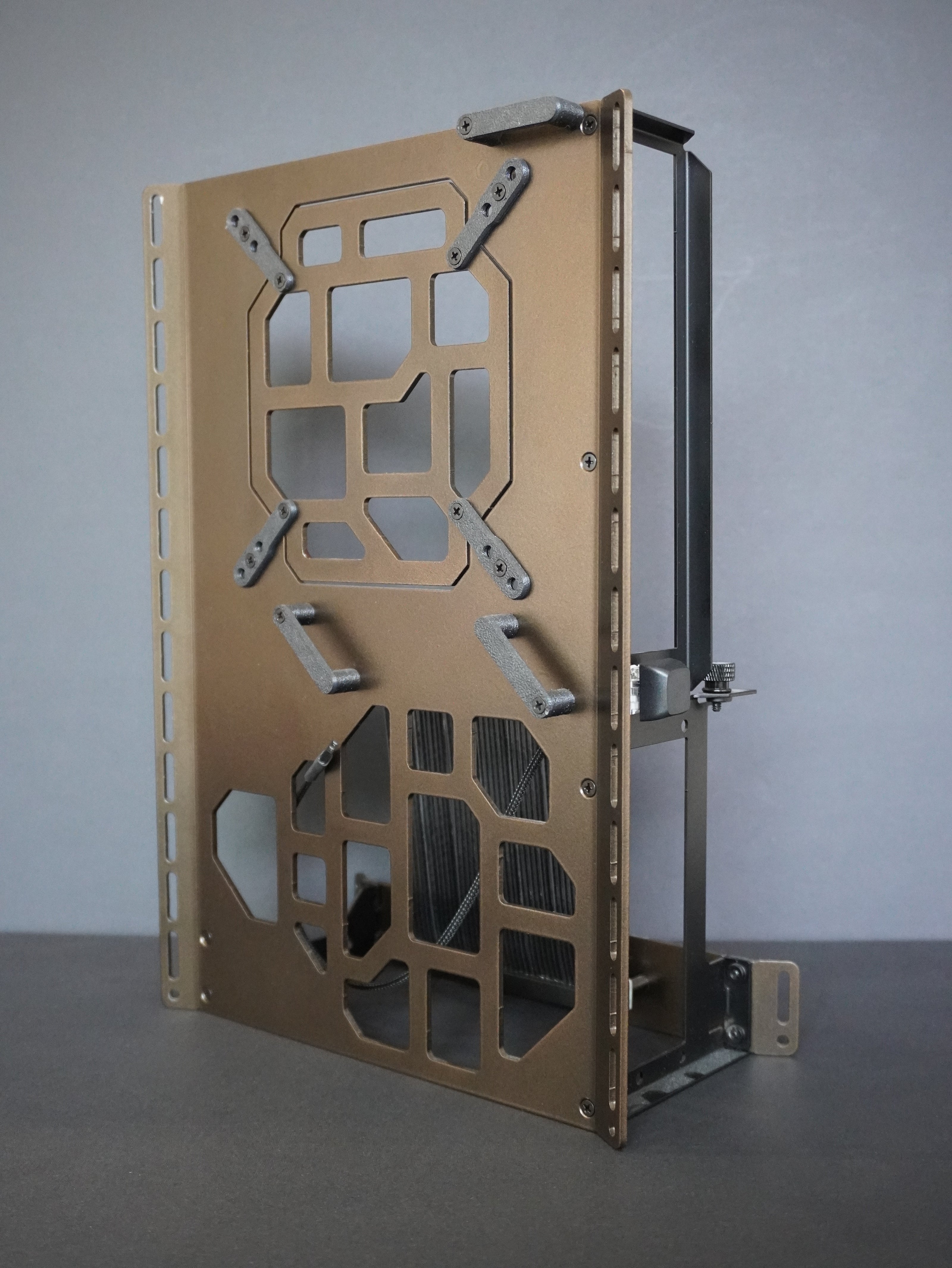 canvas sff case rear panel, finished in bronze